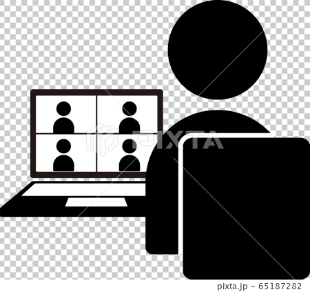 Telework Web Conference Icon Vector Illustration Stock Illustration