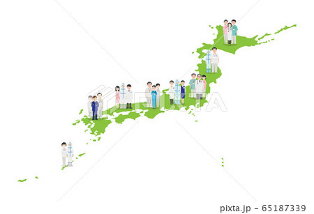 日本全国で活躍する医療従事者たち 緑 のイラスト素材 65187339 Pixta
