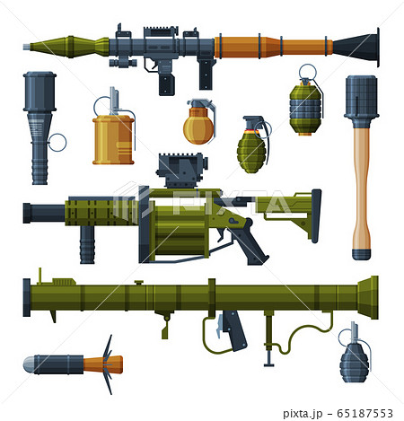 Military Hand Grenade And Bazooka Portable のイラスト素材