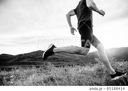 man runner run on mountain trail man runner run on mountain trail 65188414