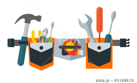 Belt with tools. Tools for repair, construction and builder. 65188619