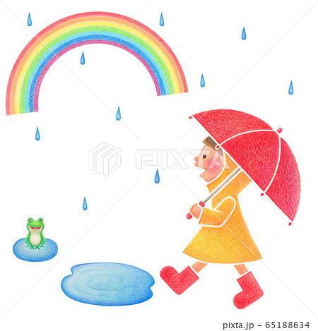 傘をさす子供のイラスト素材