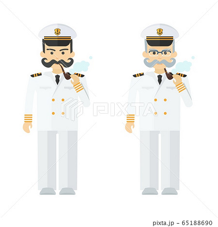 Young and elderly naval captain smokes a pipe. 65188690