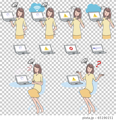 Telework PC trouble set - Stock Illustration [65190151] - PIXTA