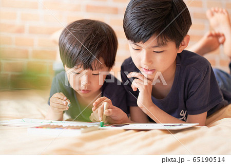 お絵かきをする男の子 お絵かきをする男の子 65190514