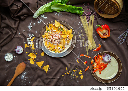 Mexican food mix colorful background Mexico 65191992