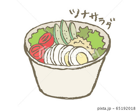 使い捨て容器に入ったサラダのイラスト素材 65192018 Pixta