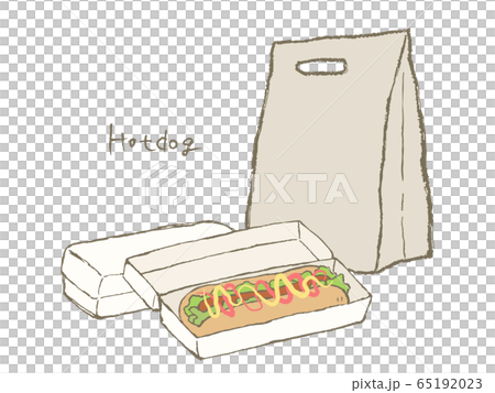 Takeaway paper bag and hot dog 65192023