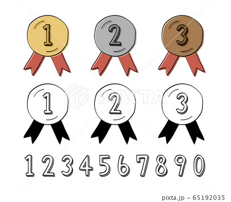 ランキングの手描きイラストのセット/順位/優勝 ランキングの手描きイラストのセット/順位/優勝 65192035