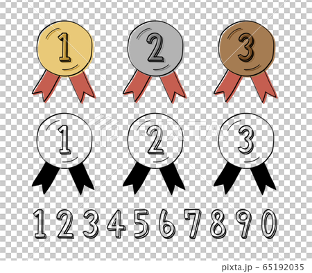 ランキングの手描きイラストのセット/順位/優勝 ランキングの手描きイラストのセット/順位/優勝 65192035