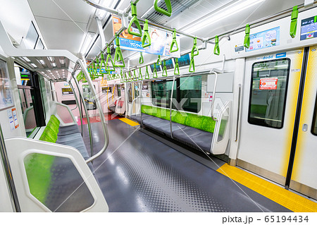 Inside the Yamanote Line (E235 series) - Stock Photo