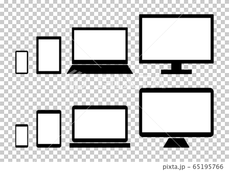 パソコン スマホ タブレット イラスト アイコン 黒のイラスト素材