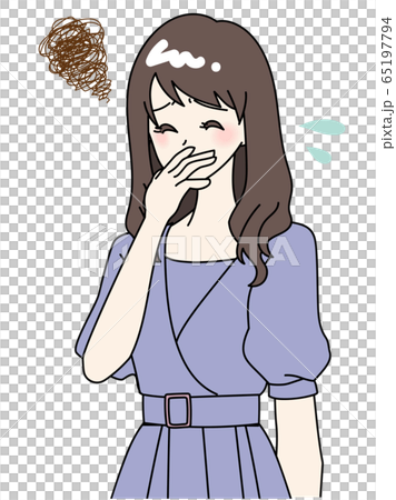 吐き気に苦しむ女性のイラスト素材