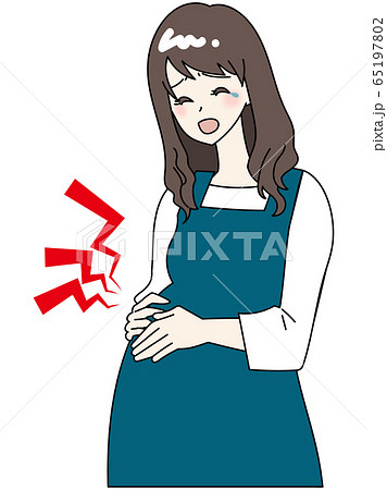 妊娠中の腹痛のイラスト素材