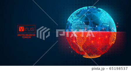 Novel coronavirus COVID-2019. Epidemic spread by country on a blue background. Analysis and study of a new virus. The invention of a vaccine against the 2019-nCoV. Vector illustration 65198537