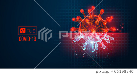 Novel coronavirus COVID-2019 on a blue background. Analysis and study of a new virus. The invention of a vaccine against the 2019-nCoV. Abstract 3D models of coronavirus bacteria. Vector illustration Novel coronavirus COVID-2019 on a blue background. Analysis and study of a new virus. The invention of a vaccine against the 2019-nCoV. Abstract 3D models of coronavirus bacteria. Vector illustration 65198540