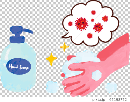 Coronavirus that dislikes hand washing in crayon style 65198752