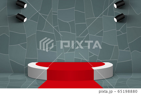 white podium and red carpet with spotlight in the marble room white podium and red carpet with spotlight in the marble room 65198880