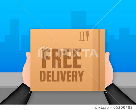 Free delivery. Web banner for Delivery Services and E-Commerce. Vector stock illustration. Free delivery. Web banner for Delivery Services and E-Commerce. Vector stock illustration. 65200482