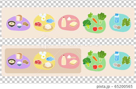 5大栄養素と3大栄養素の食材のベクターイラスト 65200565