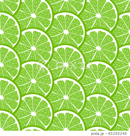 Seamless pattern with sliced pieces of lime. Bright background citrus tropical fruits. Stock vector illustration. Ideas for modern designs of backgrounds, greeting cards, print, packaging, textile. Seamless pattern with sliced pieces of lime. Bright background citrus tropical fruits. Stock vector illustration. Ideas for modern designs of backgrounds, greeting cards, print, packaging, textile. 65203240