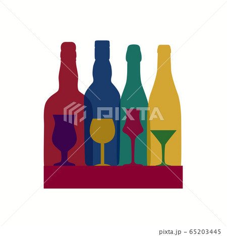 Vector Illustration of Silhouette Alcohol Bottle 65203445