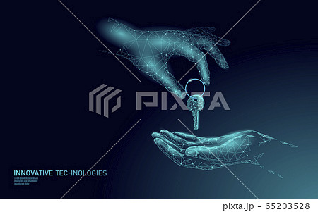Seller give buyer house door keys. Finance agreement sale real estate apartment home access. Sell own personal housing family customer life business concept vector illustration Seller give buyer house door keys. Finance agreement sale real estate apartment home access. Sell own personal housing family customer life business concept vector illustration 65203528