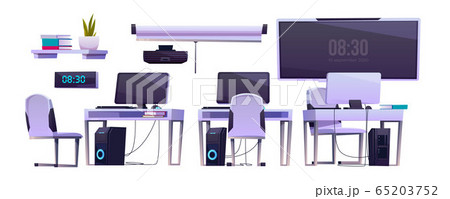 Vector furniture in office or computer class 65203752