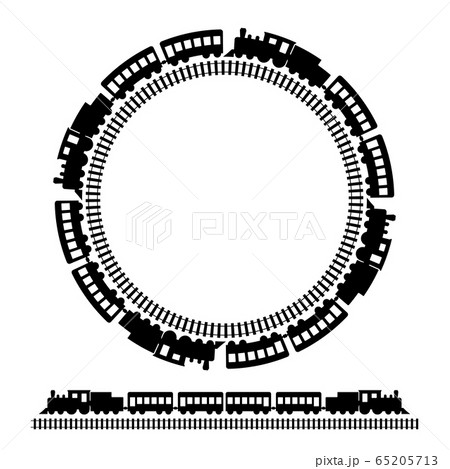 Old locomotive and round railway 65205713