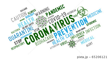 Coronavirus Word Cloud Typography On A のイラスト素材