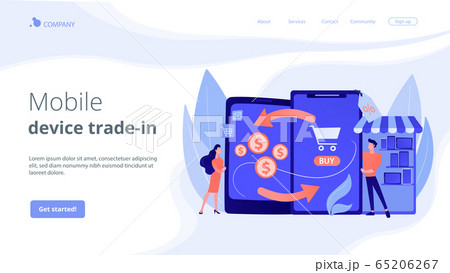 Mobile device trade-in concept landing page. 65206267
