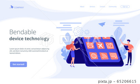 Bendable device technology concept landing page. Bendable device technology concept landing page. 65206615