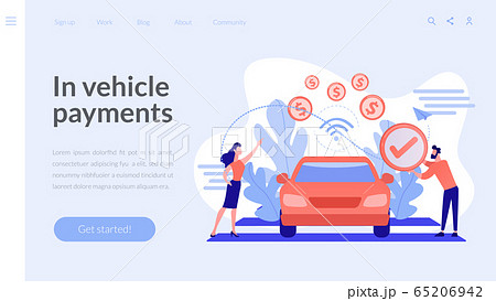 In vehicle payments concept landing page. In vehicle payments concept landing page. 65206942