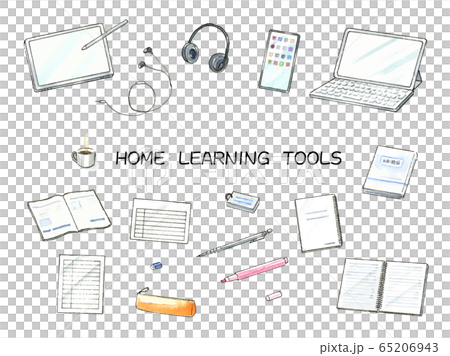 Online learning set watercolor illustration 65206943