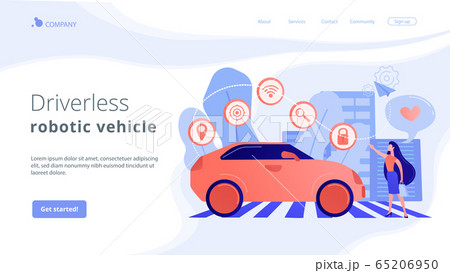 Autonomous car concept landing page. 65206950