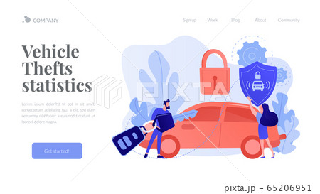Car alarm system concept landing page. Car alarm system concept landing page. 65206951