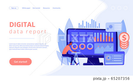 Financial data management concept landing page. 65207356