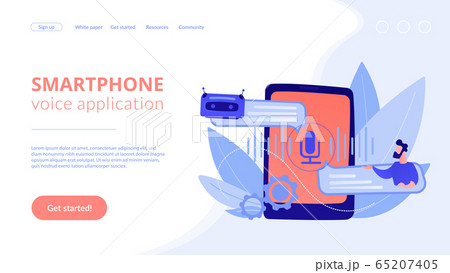 Chatbot voice controlled virtual assistantconcept landing page. 65207405