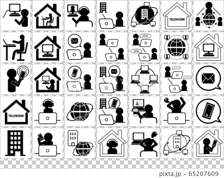 テレワーク：サテライトオフィス　テレワーク　在宅勤務　モバイルワーク　仕事　リモートワーク 65207609