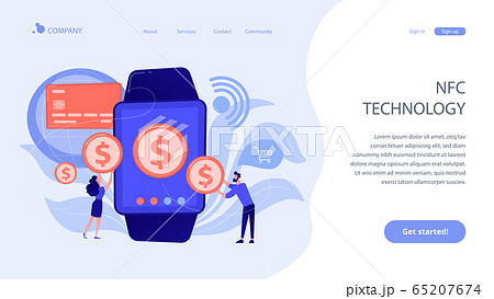 Smartwatch payment concept landing page. 65207674