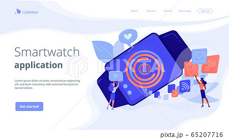 Smartwatch app concept landing page. 65207716