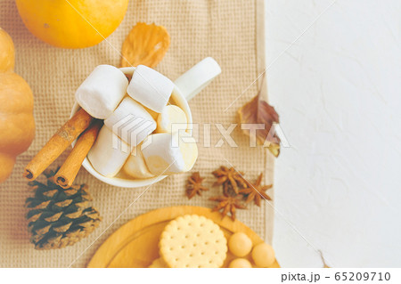 Pumpkin With Cups Of Coffee. Pumpkin With Cups Of Coffee. 65209710