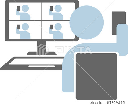 オンライン飲み会 アイコン ベクターイラストのイラスト素材