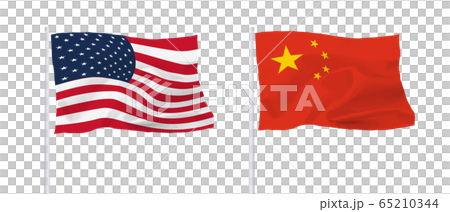 图库插图: 美国和中国国旗