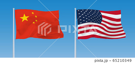 米中国旗のイラスト素材