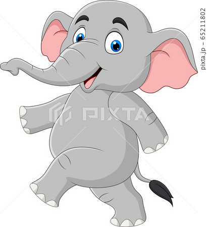 Cartoon funny elephant isolated on white... - Stock Illustration [65211802]  - PIXTA