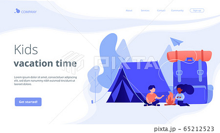 Summer camp concept landing page. 65212523