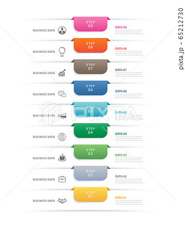 9 data step infographics timeline tab paper index 65212730