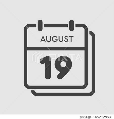 Calendar icon day 19 August, date days of the year 65212953