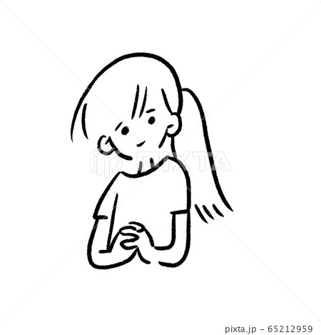 シンプルな女性のイラスト/モノクロ シンプルな女性のイラスト/モノクロ 65212959